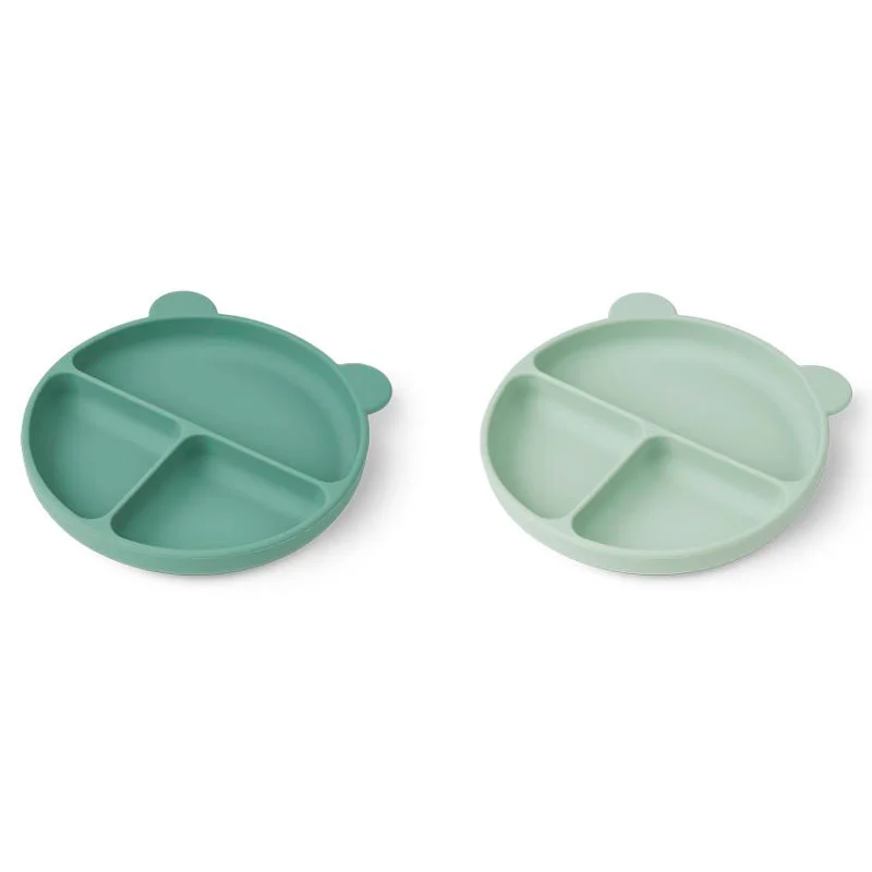 Liewood 2-pak ruminddelte tallerkner, Peppermint/Dusty mint