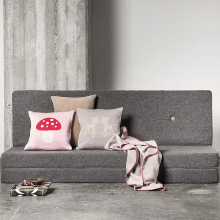 3-Fold Matratze, 180 cm blaugrau mit grauen Knöpfen, byklipKlap 