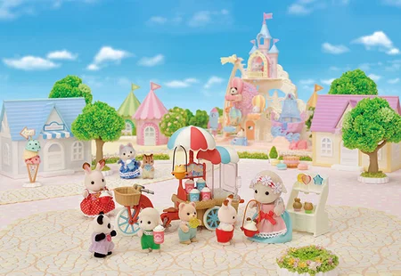 Sylvanian Families, cykel m. popcornvogn og mor får