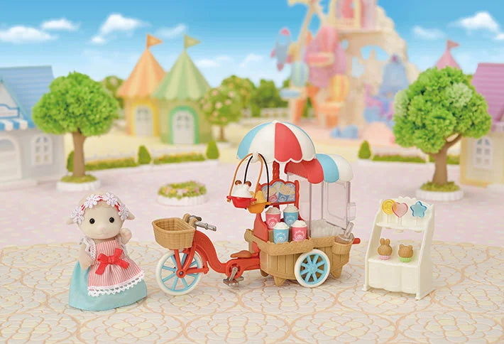 Sylvanian Families, cykel m. popcornvogn og mor får