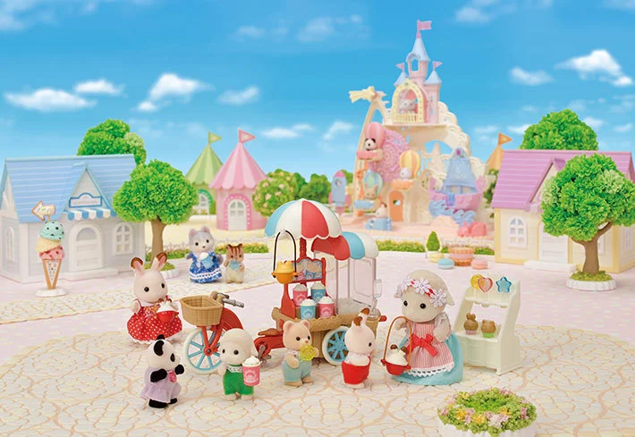 Sylvanian Families, cykel m. popcornvogn og mor får