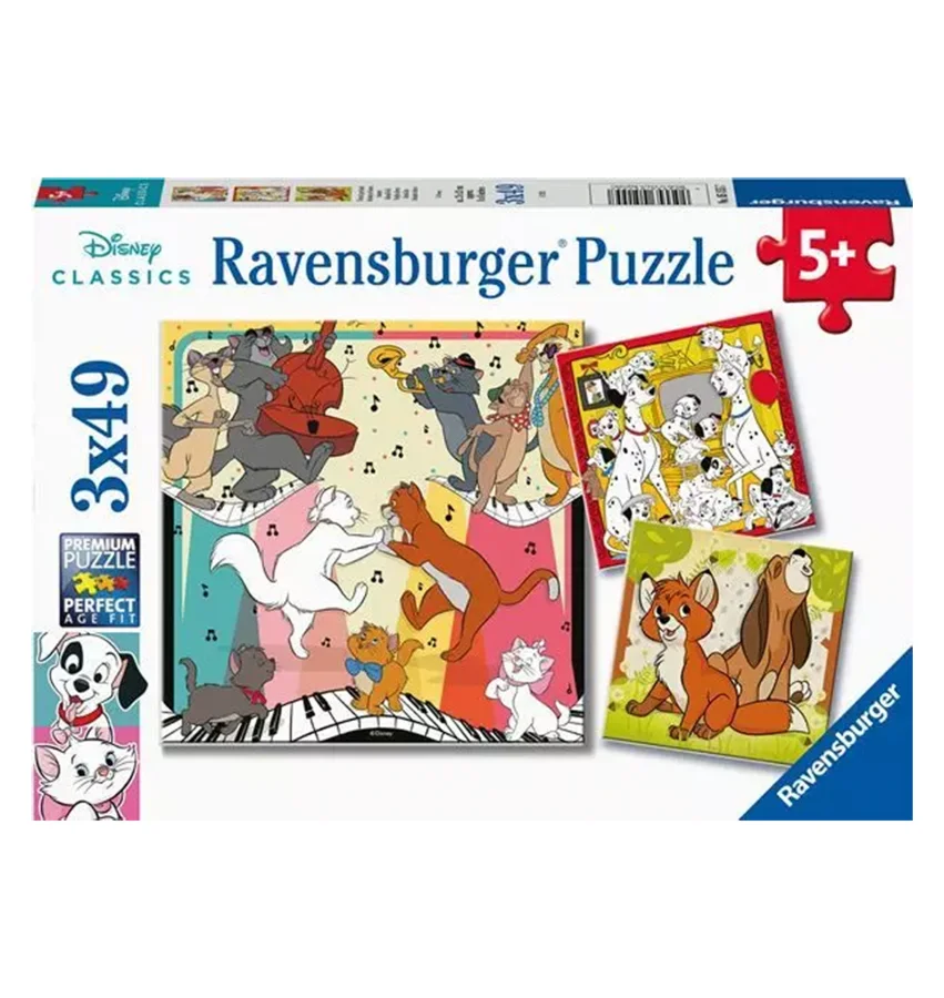 Disney dyr puslespil 3-i-1, 49 brikker