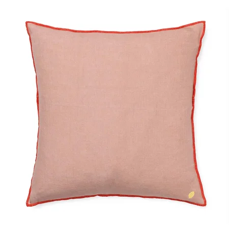 Ferm Living hørpude med kontrast, dusty rose