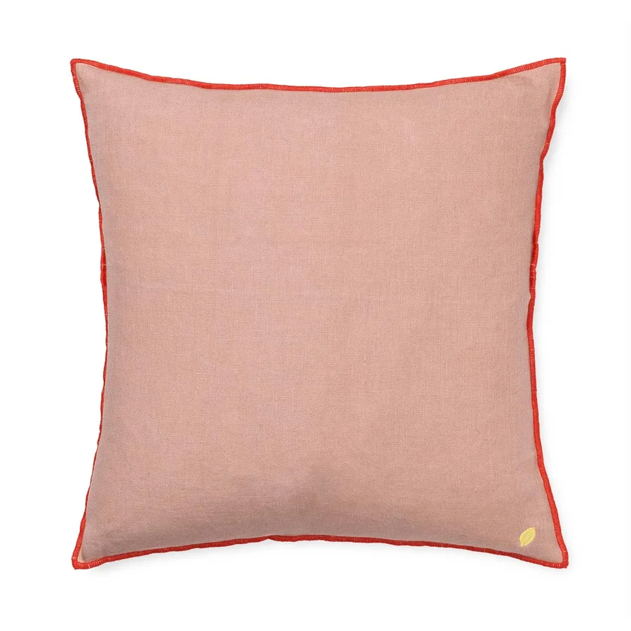 Ferm Living hørpude med kontrast, dusty rose