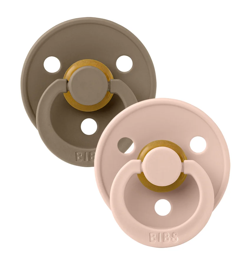 Bibs 2-pak rund sut, str 2 - Dark Oak/Blush