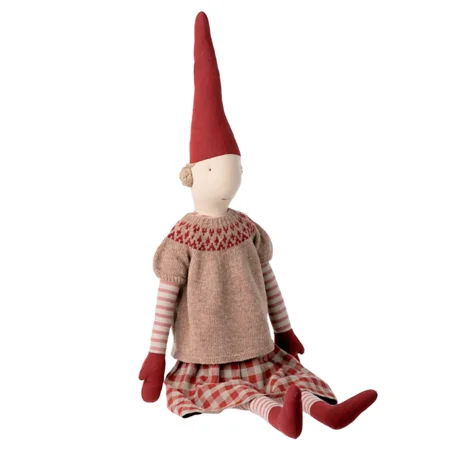 Maileg nissepige nederdel m.røde tern, Heidi mega 105 cm