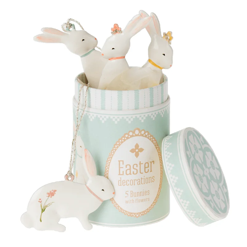 Maileg påskepynt, 5 metal kaniner
