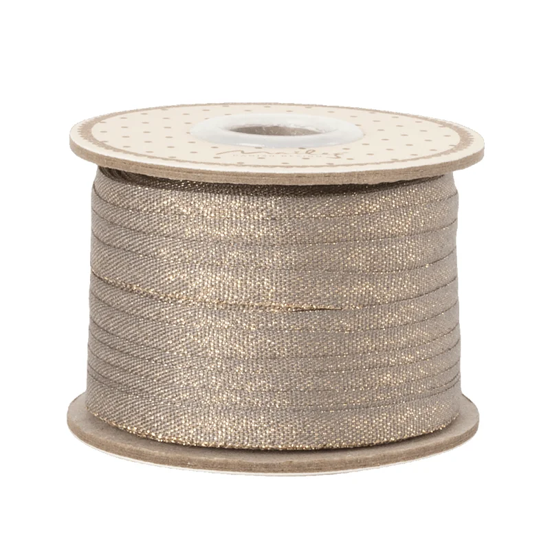 Maileg gavebånd, 25 mtr - Grøn/Guld