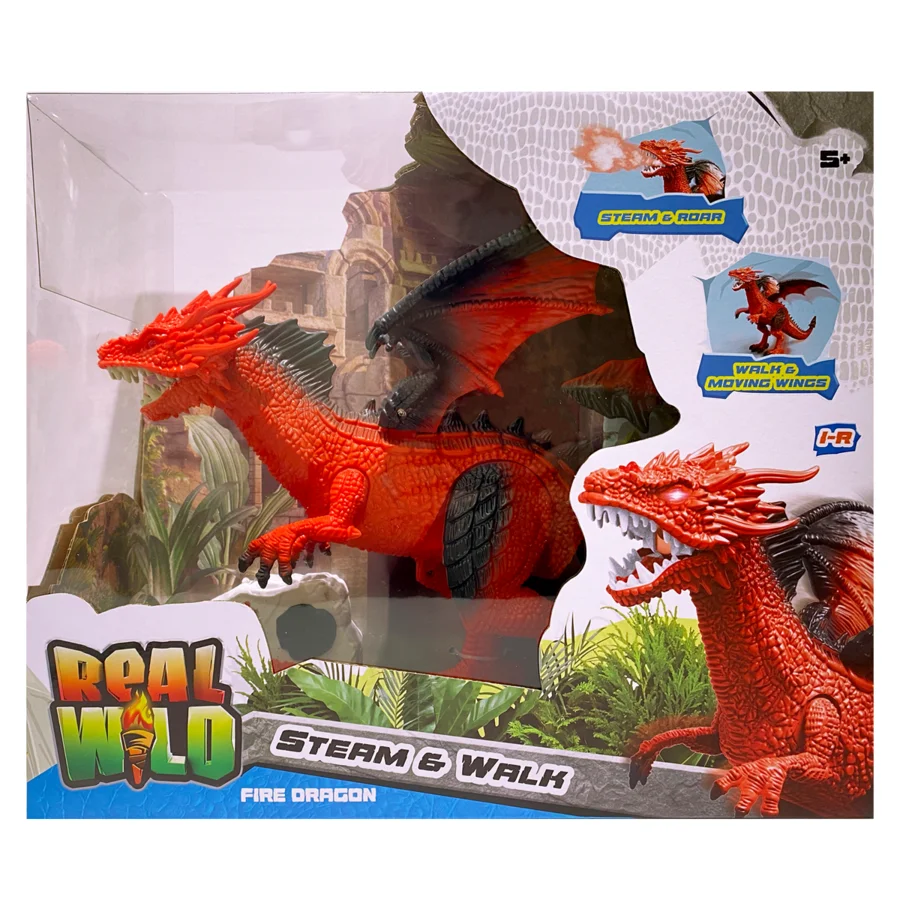 REAL WILD, Drage med røg og bevægende vinger, rød