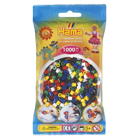 Hama perler 1000 stk, 6 basis farver mix frv 66