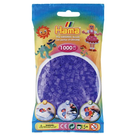 Hama perler 1000 stk transparent lyselilla, frv 74