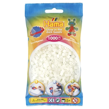 Hama perler 1000 stk selvlysende grøn, frv 55
