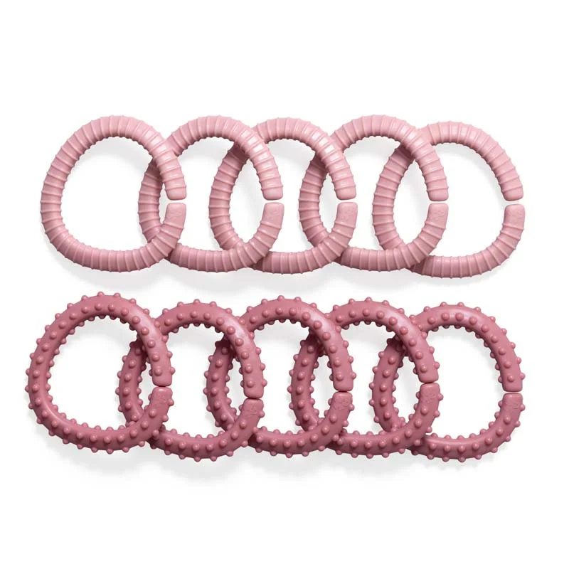 Sebra Legetøjsringe 10 stk, blossom pink