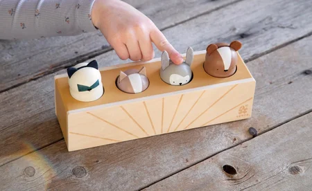 Sebra pop up legetøj i træ