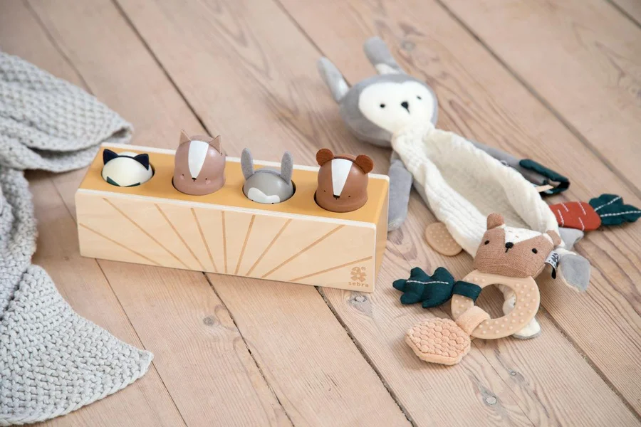 Sebra pop up legetøj i træ
