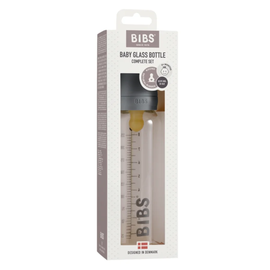 BIBS Sutteflaske 225 ml, complete set - iron