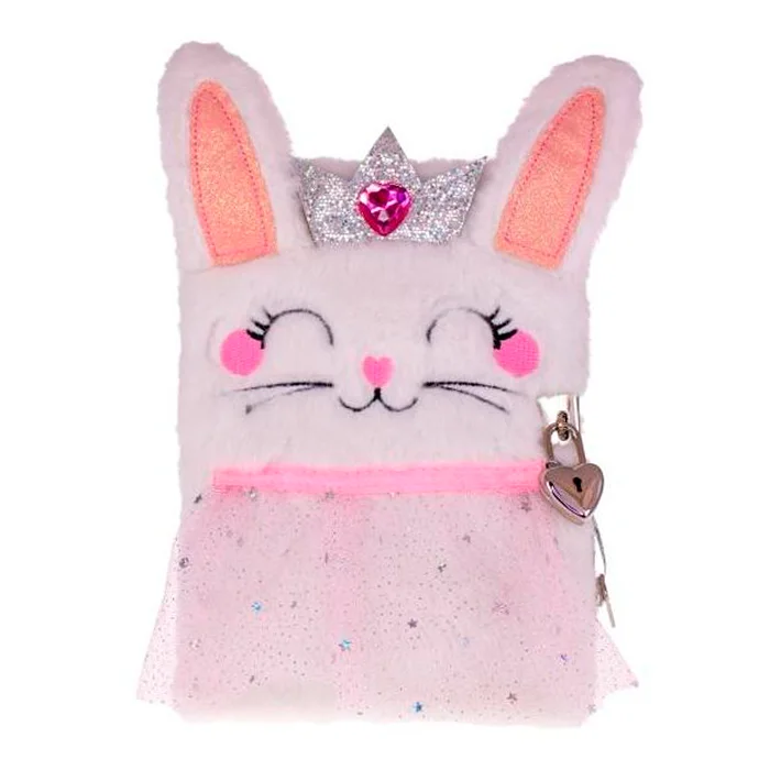 Tinka dagbog med lås, plys kanin m. skørt