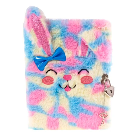 Tinka dagbog med lås, plys m. kanin