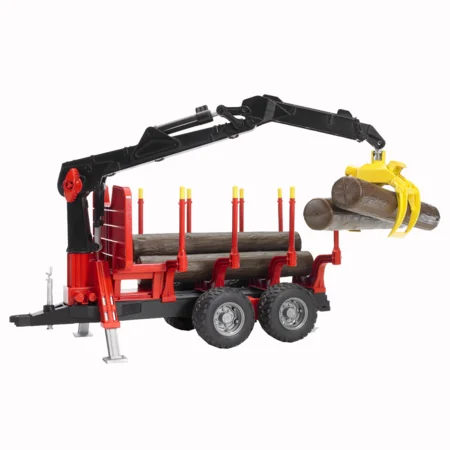 Bruder Skovvogn - trailer m lastekran + 4 stammer