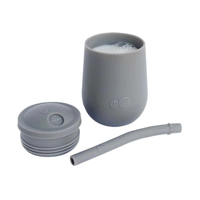 EZPZ Mini Cup m. sugerør, grå
