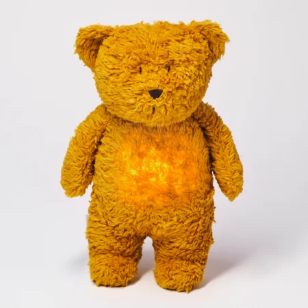 Moonie Organic Humming Bjørn med lampe, Mustard