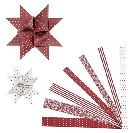 Stjernestrimler, rød/hvid