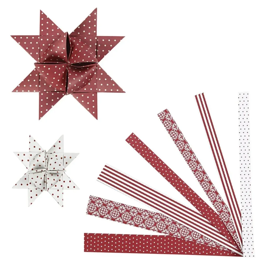 Stjernestrimler, rød/hvid