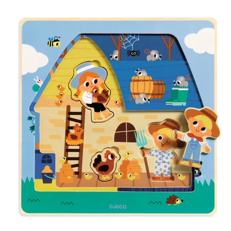 Djeco 3-Schichten-Puzzle, Bauernhaus
