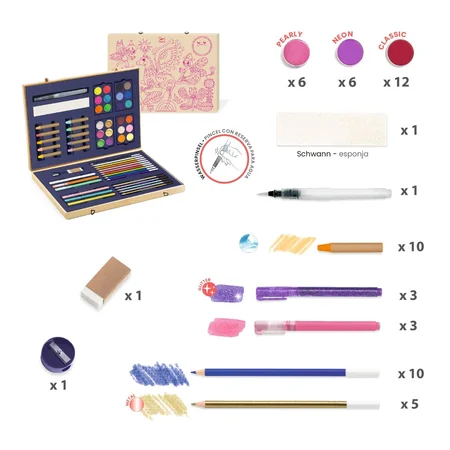 Djeco Kreativ farver, Kuffert med glimmerfarver