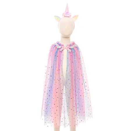 Great Pretenders Rainbow Unicorn Umhang und Haarreifen (4-6J)