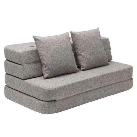 byKlipKlap 3-fold sofa, 140 cm multigrå m grå knap