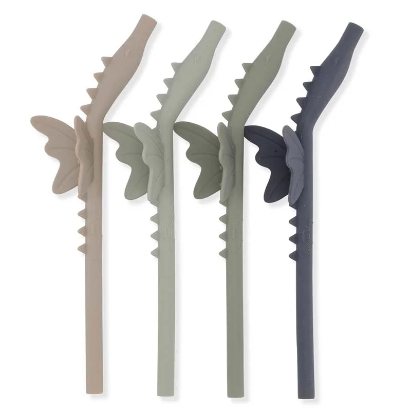 Konges Sløjd 4-pak silikone sugerør, dragon forest mix