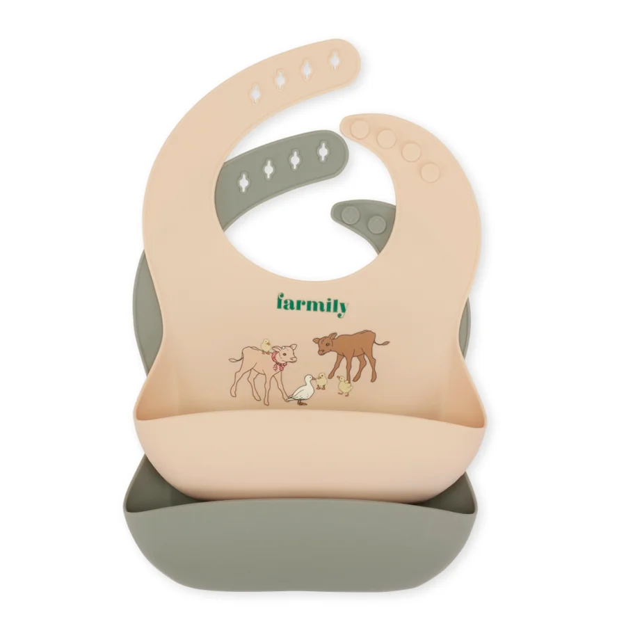 Konges Sløjd 2-pak silikone hagesmæk, Farm