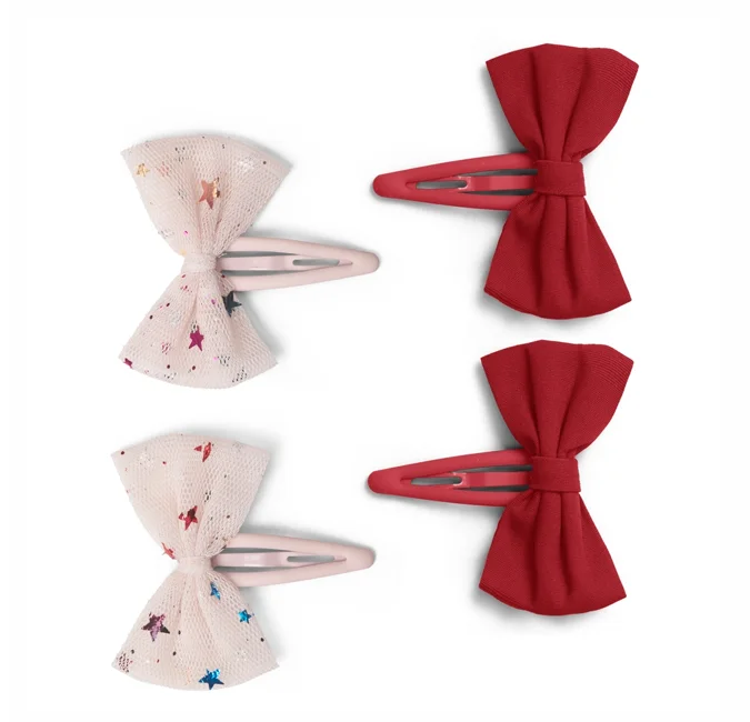 Konges Sløjd 4-pak hårclips, Multi star/red