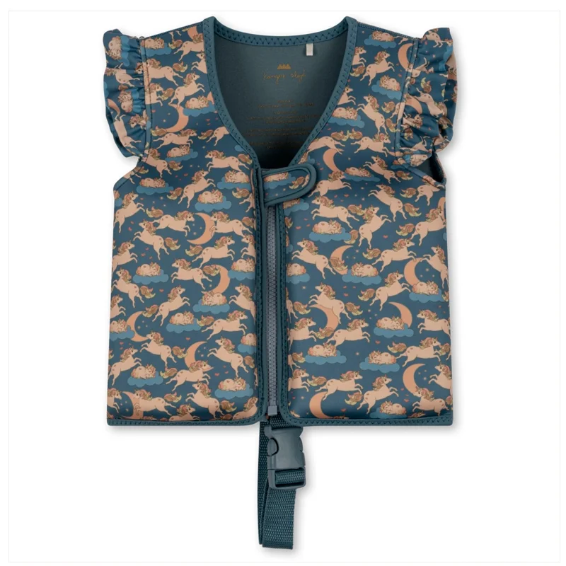 Konges Sløjd Neopren Svømme vest med flæse, Unicorn Blue