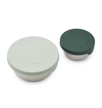 Liewood 2-pak Mr bear snackbokse, Dusty Mint/Garden Green