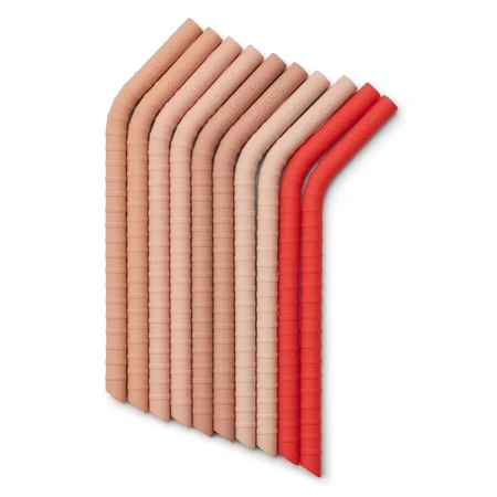 Liewood 10-pak silikone sugerør m.knæk, rose