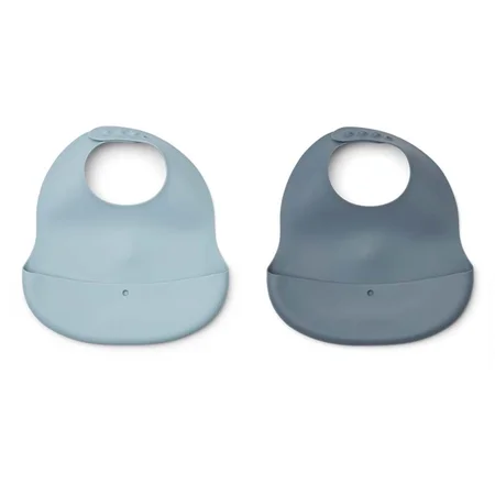 Liewood 2-pak silikone hagesmæk, sea blue/whale blue