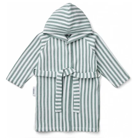 Liewood waffle badekåbe, strib - peppermint/white