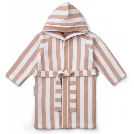 Liewood waffle badekåbe, strib - pale tuscany/white