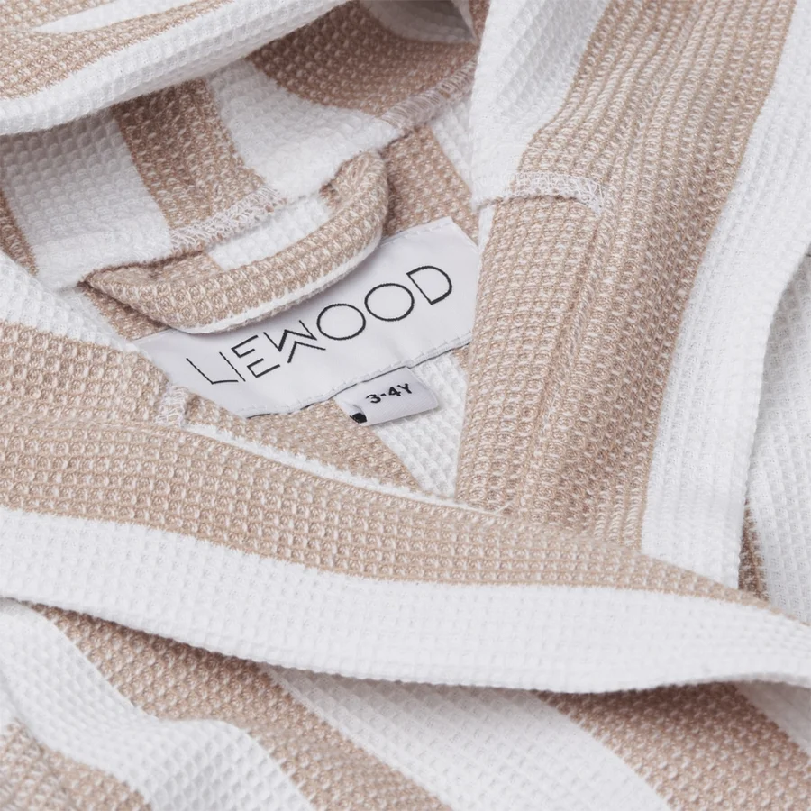 Liewood waffle badekåbe, strib - pale tuscany/white