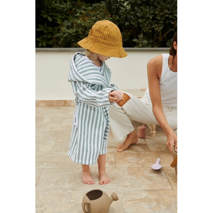 Liewood waffle badekåbe, strib - peppermint/white