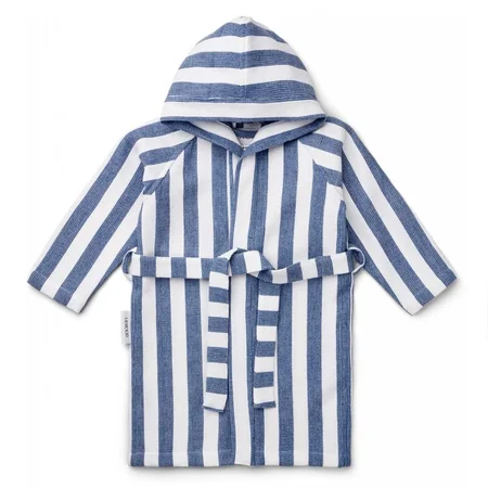 Liewood waffle badekåbe, strib - surf blue/white