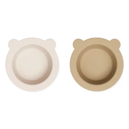 Liewood 2-pak silikone skål, sandy/oat