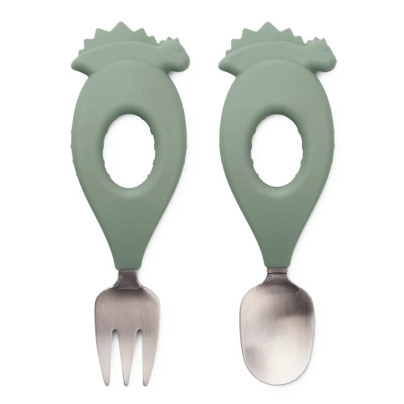 Liewood Stanley Baby Bestik sæt, Dino/ Faune greeen