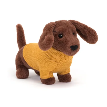 Jellycat Sweater Gravhund, Gul 14 cm
