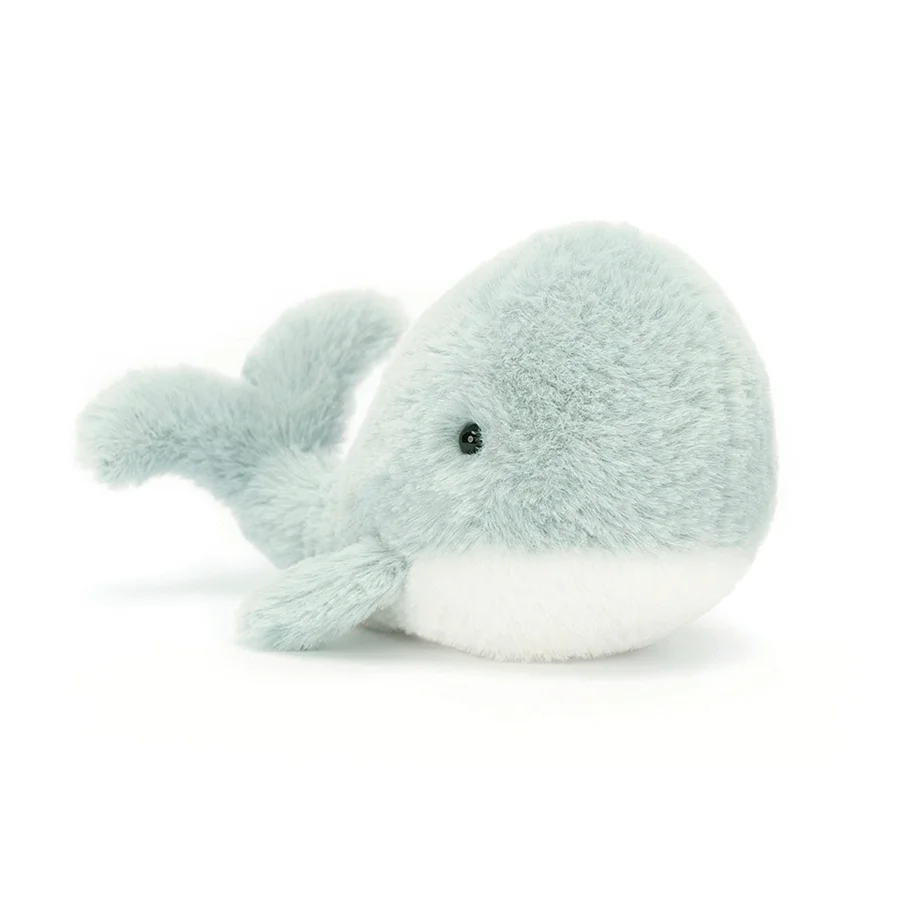 Jellycat Ocean Wavelly hval, grå 15 cm