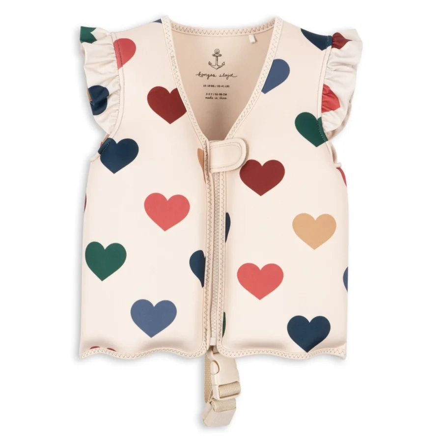 Konges Sløjd Neopren svømmevest med flæse, bon coeur coloré