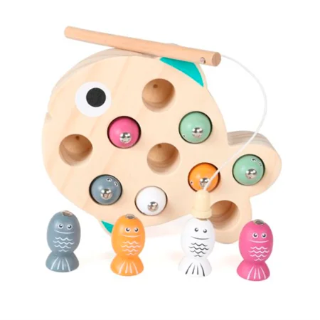 Fiskespil i 100% FSC træ med magnet og fiskestang