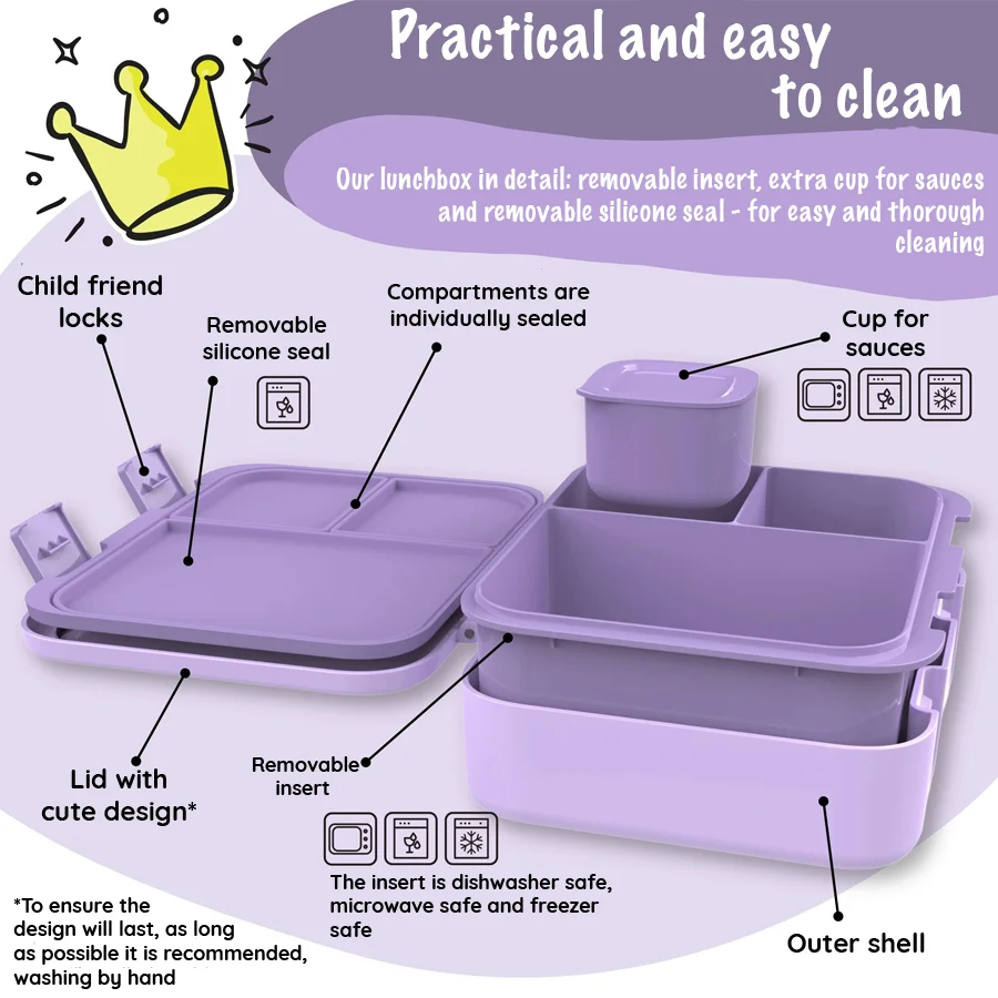 Bearfoot Bento COMPACT Madkasse, 1L - Lilla